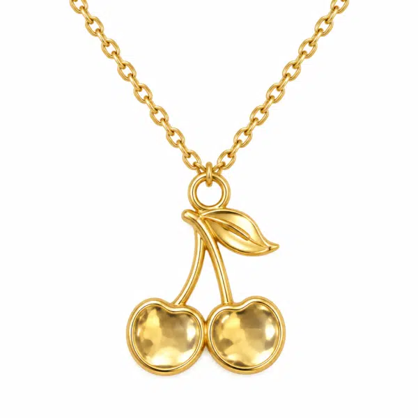 Close-up of the Cherry Bloom Gold Pendant Necklace