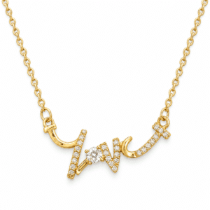 Amour Script Gold Plated Heart Necklace