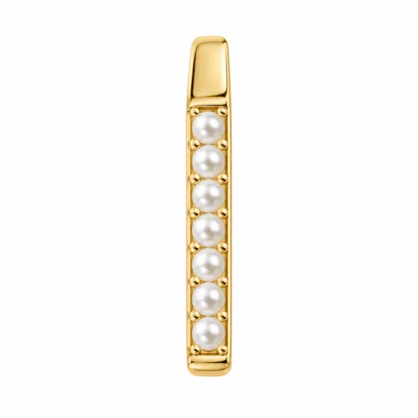 Close-up of the Slim Bar Pearl Earrings