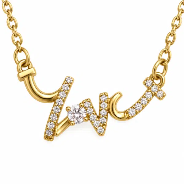 Close-up of the Crystal Script Necklace