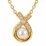 Close-up of the Pearl Loop Ring Station Necklace