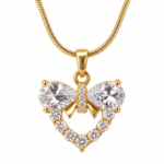 Close-up of the Amore Bow Heart Necklace