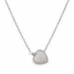 Silver-Tone Pavé Heart Necklace