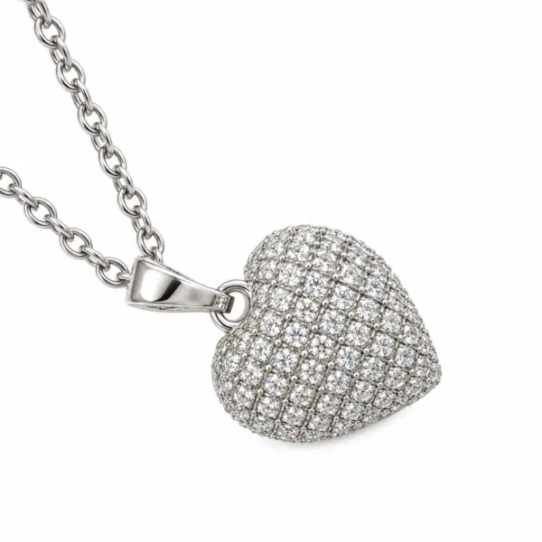 Close-up of the Silver-Tone Pavé Heart Necklace