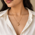 Solid Heart Pendant Necklace worn by a model