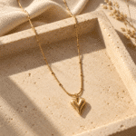 Solid Heart Pendant Necklace styled on a display