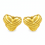Crossed Ribbon Heart Studs