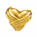 Close-up of the Crossed Ribbon Heart Studs