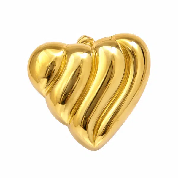 Close-up of the Ribbed Puffed Heart Studs