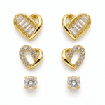 Heart and Solitaire Stud Trio
