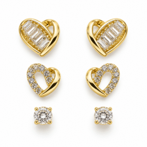 Heart and Solitaire Stud Trio