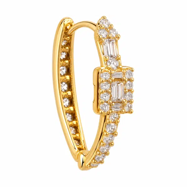 Close-up of the Baguette Crystal Twist Hoops