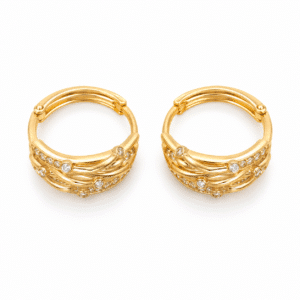 Pair of gold plated hoop earrings with crystal accents