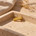 Geometric Bar Ring styled on a display