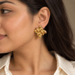 Woven Cluster Studs worn by a model