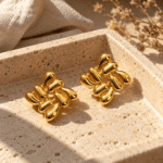 Woven Cluster Studs styled on a display