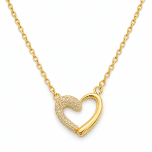 Aura Heart gold plated heart necklace with pavé detailing