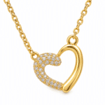 Close-up of the Crystal Pavé Open Heart Necklace