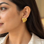 Swirl Heart Studs worn by a model