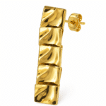 Side profile view of elegant Aura Square Gold Plated Earrings with stud backing