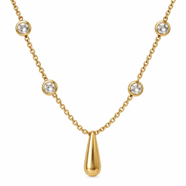 Close-up of the Teardrop Station Necklace