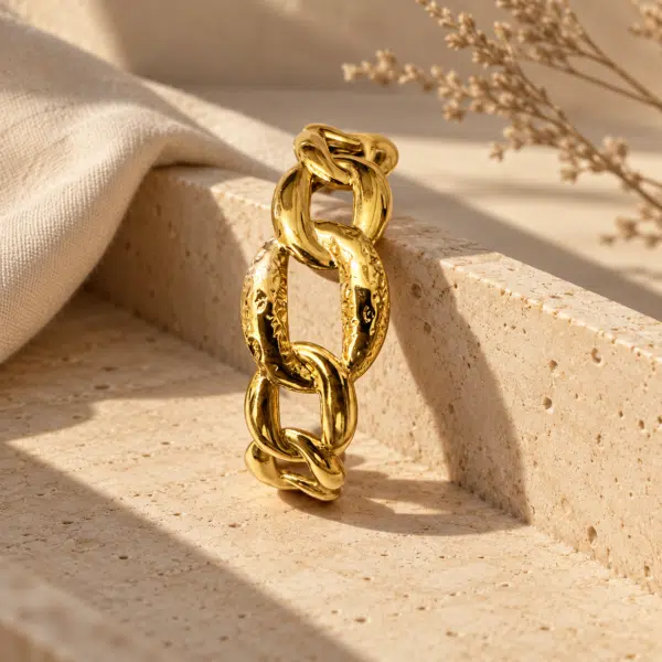 Textured Chunky Link Bracelet styled on a display