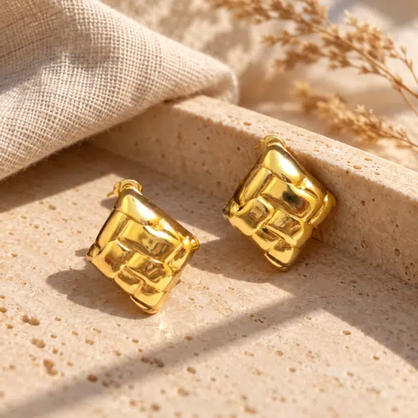 Woven Basket Studs styled on a display