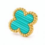 Close-up of the Azure Clover Gold Earrings