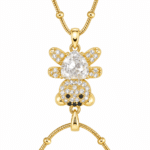 Close up of the sparkling Bear Cub Golden Necklace pendant