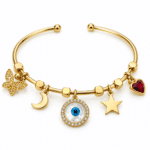 Evil Eye Charm Cuff Bracelet, view 3