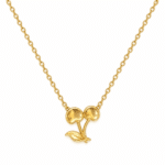 Close-up of gold plated cherry pendant necklace