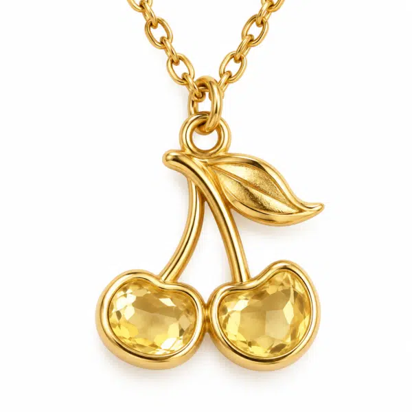 Detailed shot of yellow gemstone cherry pendant