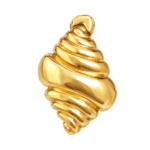 Close-up of the Conch Shell Gold Earrings