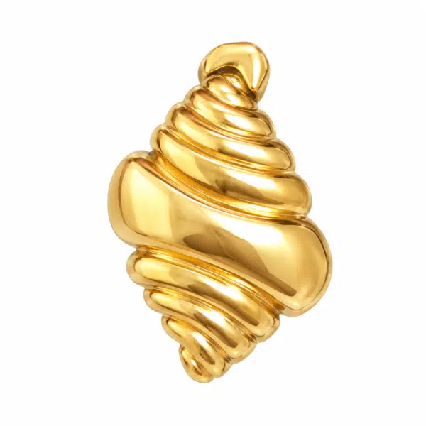 Close-up of the Conch Shell Gold Earrings