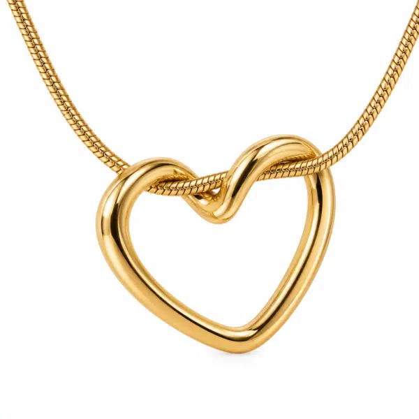 Close-up of the Elowyn Gold Heart Necklace