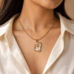 Ethereal Butterfly Gold Necklace worn by a model