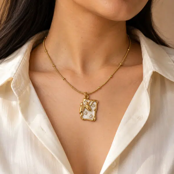 Ethereal Butterfly Gold Necklace worn by a model