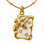 Close-up of the Ethereal Butterfly Gold Necklace