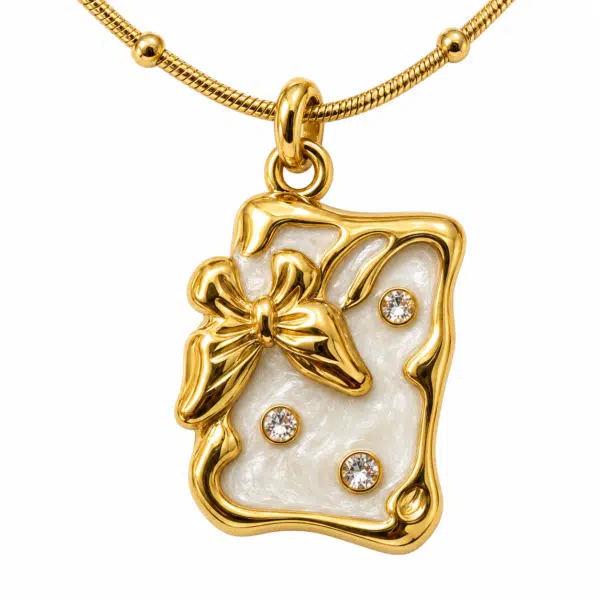 Close-up of the Ethereal Butterfly Gold Necklace