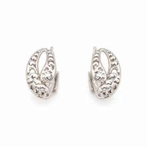 Filigree Oval Silver-Tone Earrings