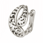 Close-up of the Filigree Oval Silver-Tone Earrings
