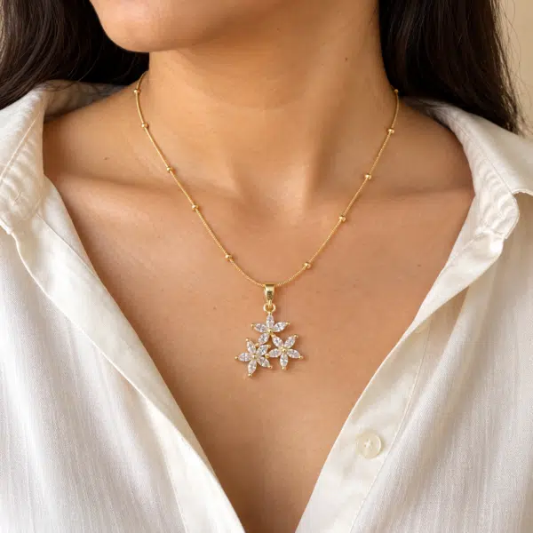 Flora Bloom Pendant Necklace worn by a model