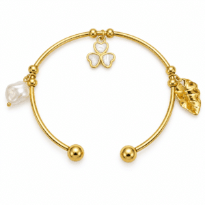 Flora Pearl Golden Kada on a clean white background