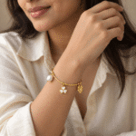Flora Pearl Charm Kada worn by a model