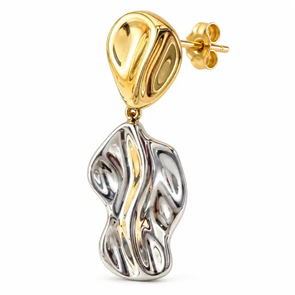 Close-up of the Fluid Melt Drop Earrings