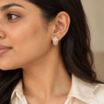 Crystal Pavé Band Earrings worn by a model