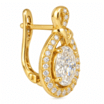 Close-up of the Oval Crystal Halo Earrings