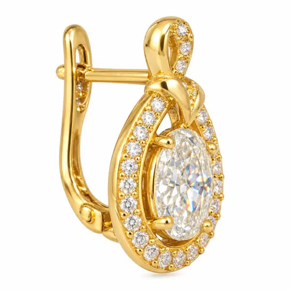 Close-up of the Oval Crystal Halo Earrings