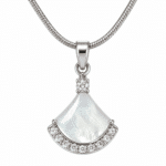 Close-up of the Silver-Tone Fan Pendant Necklace