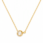 Gold plated necklace with pearl pendant on white background